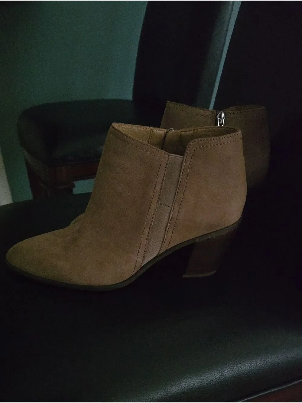 Franco Sarto‎ Shoes Womens Size 8 Taupe Suede-Look Pointed Ankle Booties Stylish